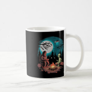 Funny Alien And Bigfoot Hiking Moon Sasquatch Ufo Coffee Mug