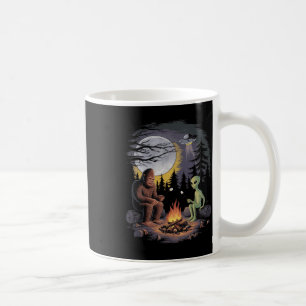 Funny Alien And Bigfoot Hiking Moon Sasquatch Ufo Coffee Mug
