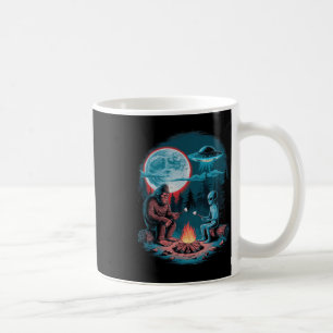 Funny Alien And Bigfoot Hiking Moon Sasquatch Ufo  Coffee Mug