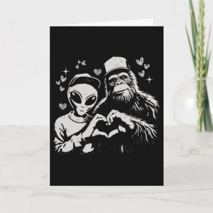 Funny Alien And Bigfoot Valentine Quirky Cryptid L Card