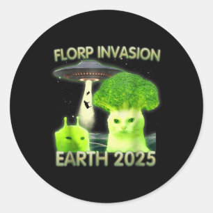 Funny Alien Cat Meme Florp Invasion Earth 2025 Wom Classic Round Sticker