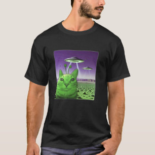 Funny Alien Cat Meme Graphic T-Shirt