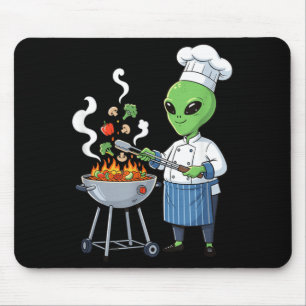 Funny Alien Chef Grilling Anime Fighterbles At Hot Mouse Pad