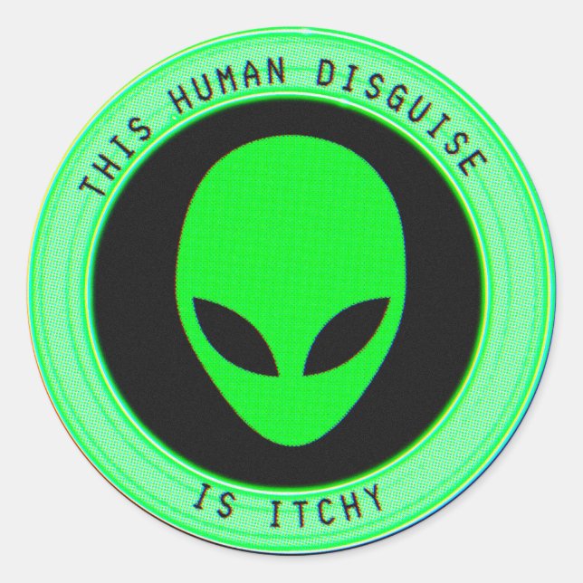 Funny Alien Classic Round Stickers (Front)