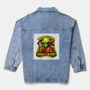 Funny Alien Coffee Design, Too Old For This Denim Jacket