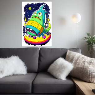 Funny alien creature AI Art Poster