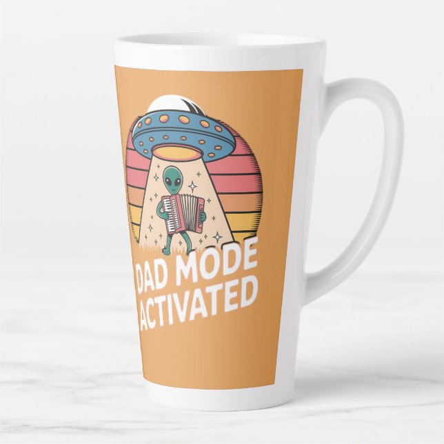 Funny Alien Dad Mode Activated Gift Latte Mug (Right)