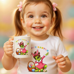Funny Alien Easter Bunny Dabbing Cute Easter Egg Large Coffee Mug