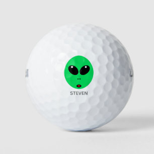 Funny Alien Face Cartoon Personalised Golf Balls