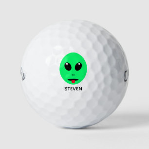 Funny Alien Face Personalised Name Mens Golf Balls