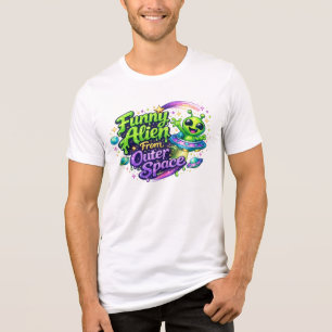 Funny Alien From Outer Space Cute Cartoon Space Tri-Blend Shirt