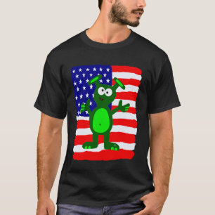 Funny Alien Gifts Patriotic American Flag USA 4th T-Shirt