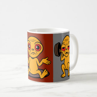 Funny Alien Gym Mug – 3-Panel Cartoon Workout