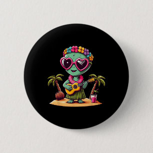 Funny Alien Hawaiian Costume Kids Summer Vacation 6 Cm Round Badge