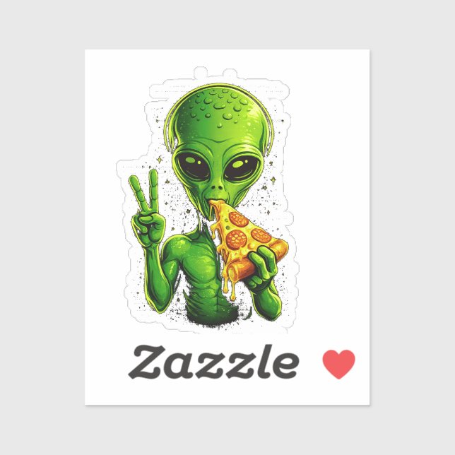 Funny Alien Head Eating Pizza UFO  (Sheet)