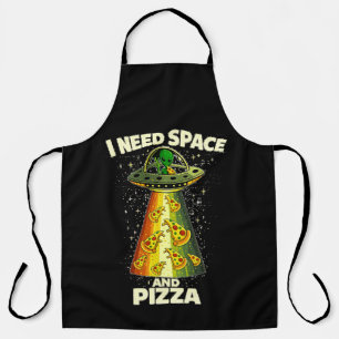 Funny Alien Head Eating Pizza UFO Extraterrestrial Apron