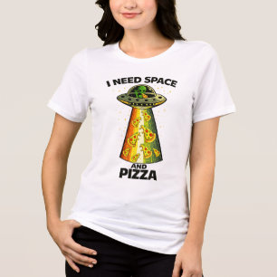 Funny Alien Head Eating Pizza UFO Extraterrestrial Tri-Blend Shirt