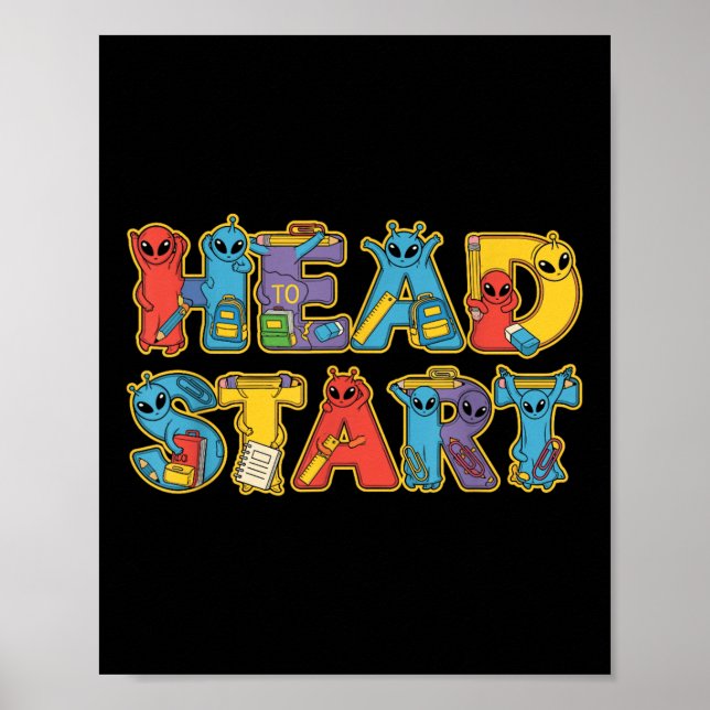 Funny Alien Head Start Back To School Kids Boys Gi Poster (Front)