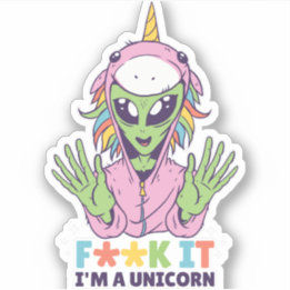 Funny Alien In Unicorn Costume Crude Humour Gag