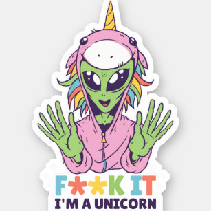 Funny Alien In Unicorn Costume Crude Humour Gag