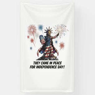 Funny Alien Liberty 4th of July Celebration Banner