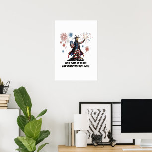 Funny Alien Liberty 4th of July Celebration Poster