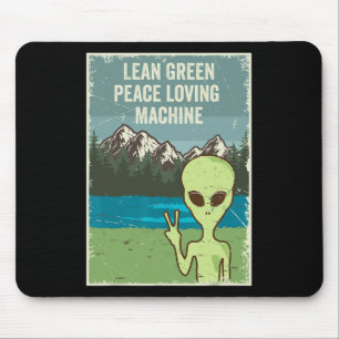 Funny Alien Live In Peace Nature Lover Retro Earth Mouse Pad