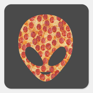 Funny Alien Pizza Head  T-Shirt Square Sticker