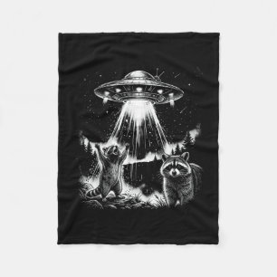 Funny alien racoon ufo men women fleece blanket
