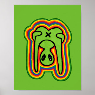 Funny Alien Retro Colourful Psychedelic Rainbow  Poster