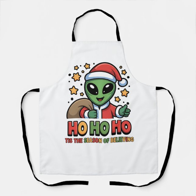 Funny Alien Santa  Apron (Front)
