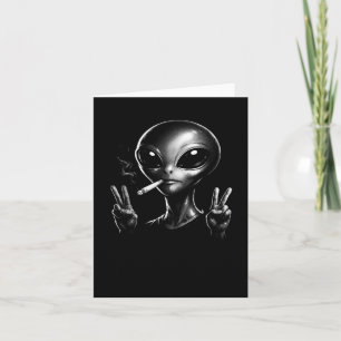 Funny Alien Smoking Cigarette Card