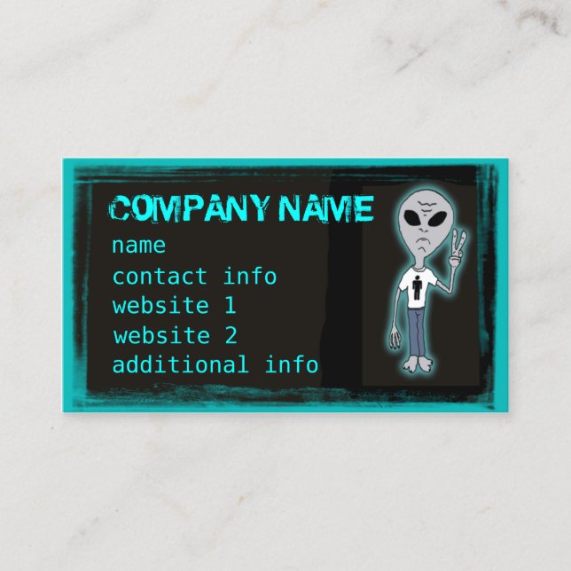 Funny Alien T-Shirt  Customisable Business Cards (Front)