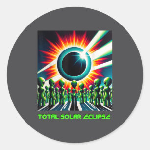 Funny Alien Total Solar Eclipse 4.08.2024 Apparel  Classic Round Sticker