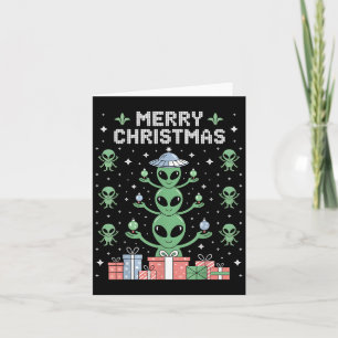 Funny Alien Trio Merry Ugly Christmas Santa Hat Gi Card