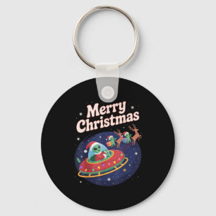 Funny Alien Trio Merry Ugly Christmas Santa Hat Gi Key Ring