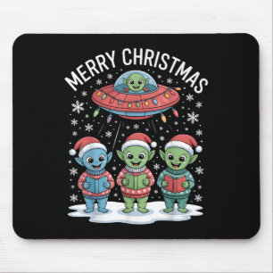 Funny Alien Trio Merry Ugly Christmas Santa Hat Gi Mouse Pad