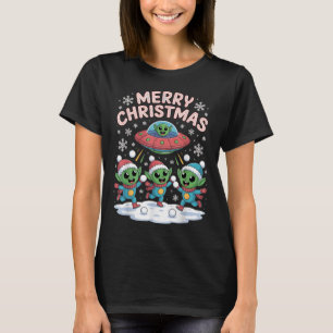 Funny Alien Trio Merry Ugly Christmas Santa Hat Gi T-Shirt