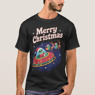 Funny Alien Trio Merry Ugly Christmas Santa Hat Gi T-Shirt
