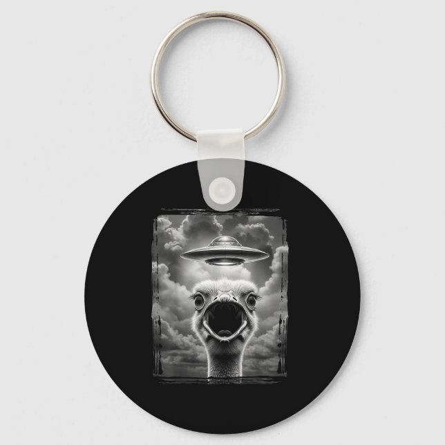 Funny Alien Turkey Ufo Selfie Thanksgiving Meme  Key Ring (Front)