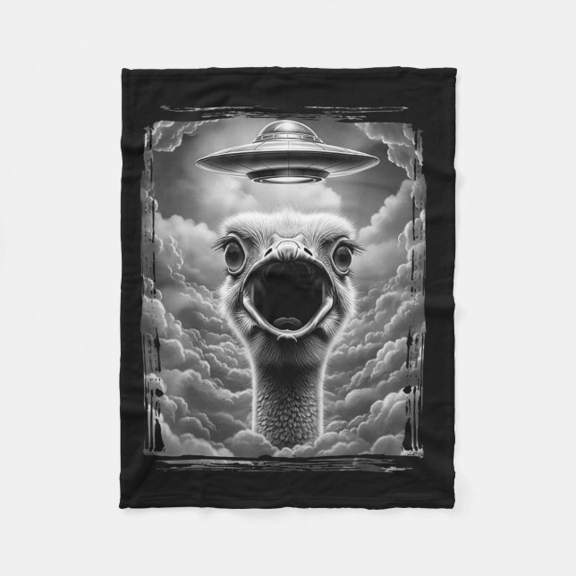 Funny Alien Turkey Ufo Selfie Thanksgiving Men Wom Fleece Blanket (Front)