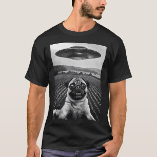 Funny Alien UFO Abduction Pug Sci-Fi Dog T-Shirt