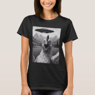 Funny Alien UFO Chicken Abduction Selfie T-Shirt