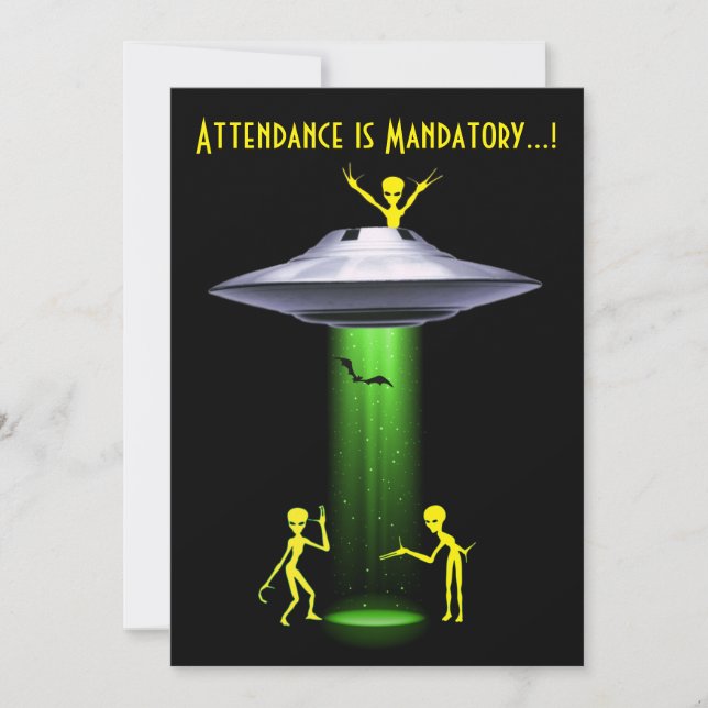 Funny Alien 🎅🛸 UFO Halloween Party Invitation (Front)