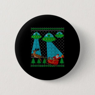 Funny Alien Ufo Santa Sleigh Ugly Christmas Sweate 6 Cm Round Badge