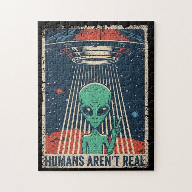 Funny Alien UFO Space Conspiracy Jigsaw Puzzle (Vertical)