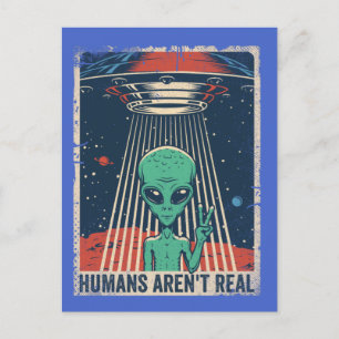 Funny Alien UFO Space Conspiracy Postcard