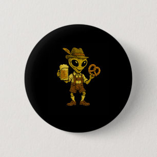 Funny Alien Ufo Wearing Lederhosen German Beer 6 Cm Round Badge