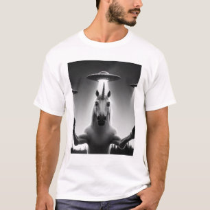 Funny Alien Unicorn UFO Unicorn Selfie with UFOs 2 T-Shirt