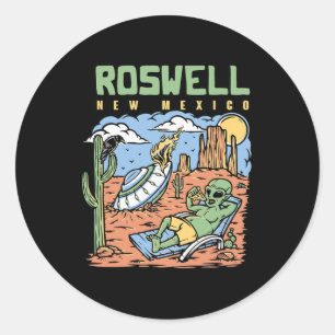 Funny Alien Vacation In Roswell New Mexico Desert Classic Round Sticker